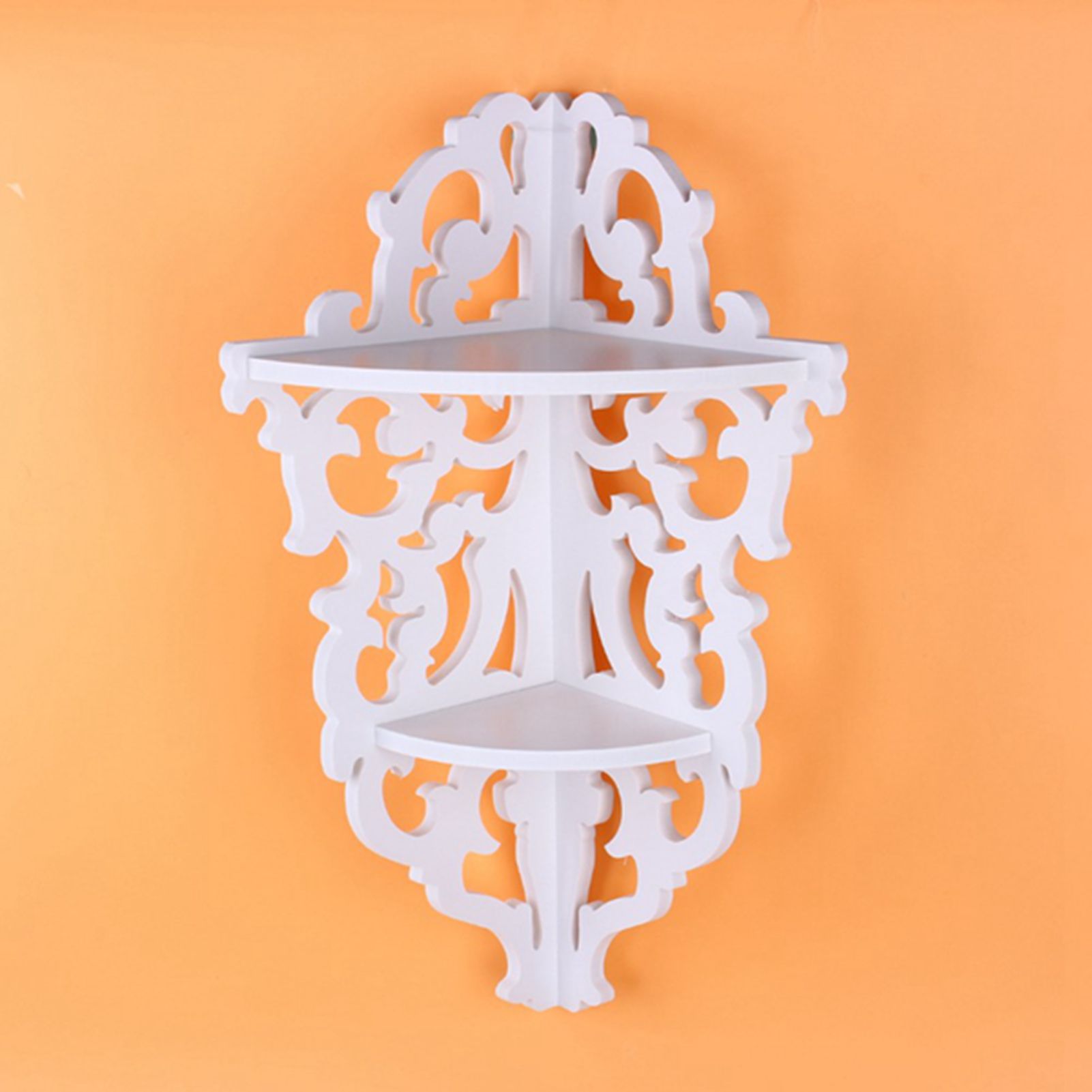 2 Tier Carved Home Bathroom Corner Shower Storage Shelf Rack Stand Display White view 9