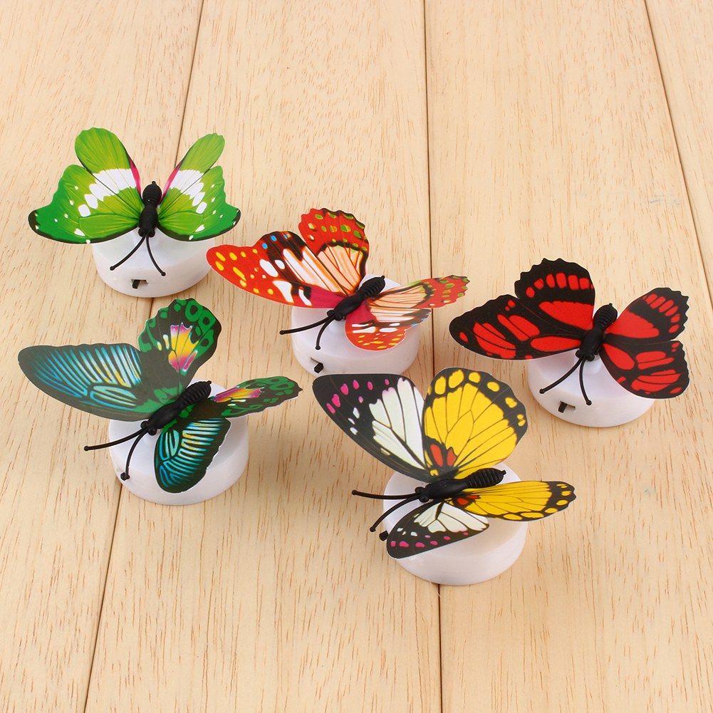 Colorful Changing Butterfly LED Night Light Lamp Home Room Desk Wall Decor AB view 9