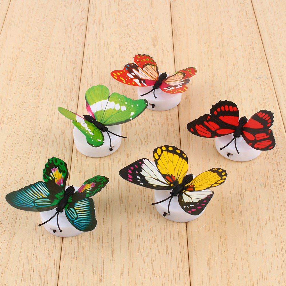 Colorful Changing Butterfly LED Night Light Lamp Home Room Desk Wall Decor AB view 10