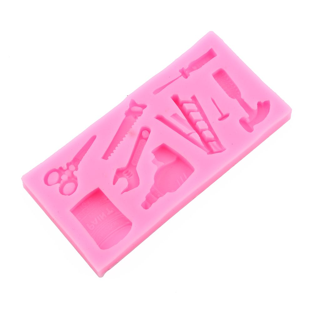 Lovely Silicone Cake Fondant Mold Topper Hammer Spanner Tools DIY Baking Moulds view 2