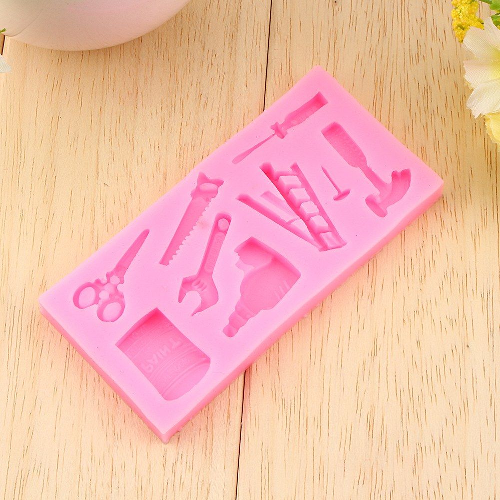 Lovely Silicone Cake Fondant Mold Topper Hammer Spanner Tools DIY Baking Moulds view 3