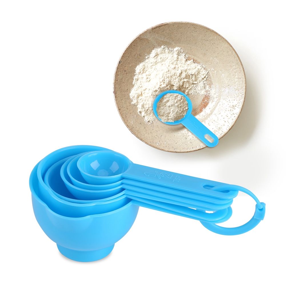 7Pcs Set Plastic Measuring Cups Spoons Measure Tea Coffee Kitchen Utensil Blue view 3
