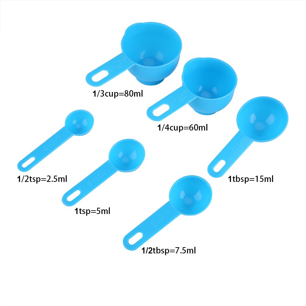 7Pcs Set Plastic Measuring Cups Spoons Measure Tea Coffee Kitchen Utensil Blue view 5