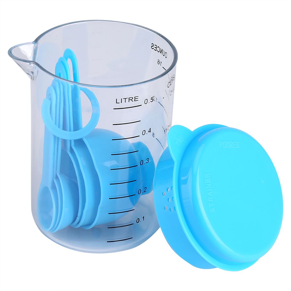 7Pcs Set Plastic Measuring Cups Spoons Measure Tea Coffee Kitchen Utensil Blue view 8