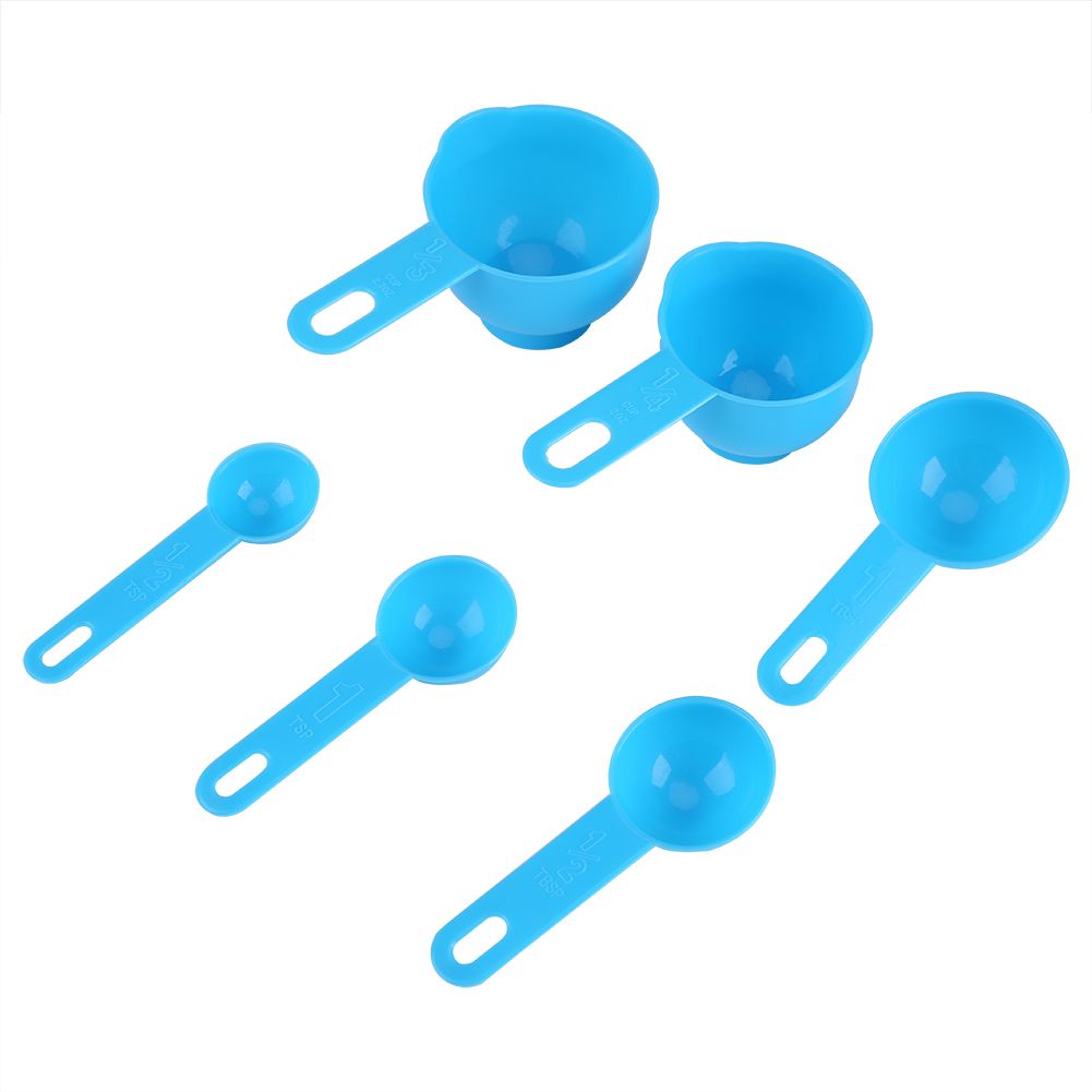 7Pcs Set Plastic Measuring Cups Spoons Measure Tea Coffee Kitchen Utensil Blue view 12