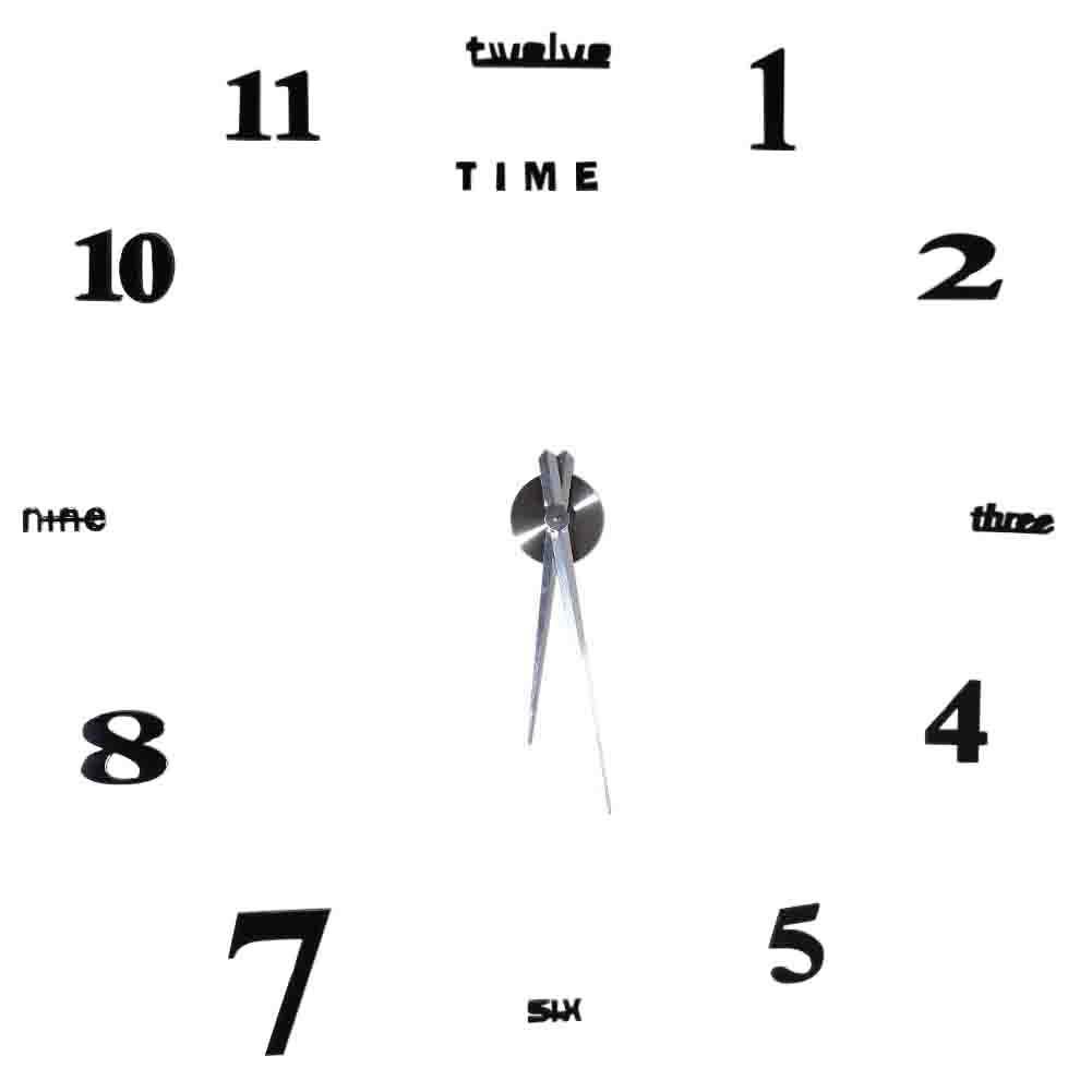 Modern DIY Large Wall Clock Kit 3D Mirror Surface Sticker for Home Office Room — image 1