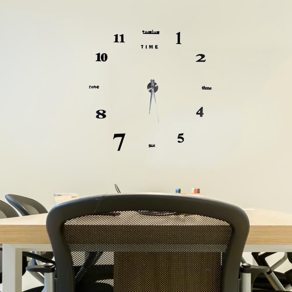 Modern DIY Large Wall Clock Kit 3D Mirror Surface Sticker for Home Office Room view 4