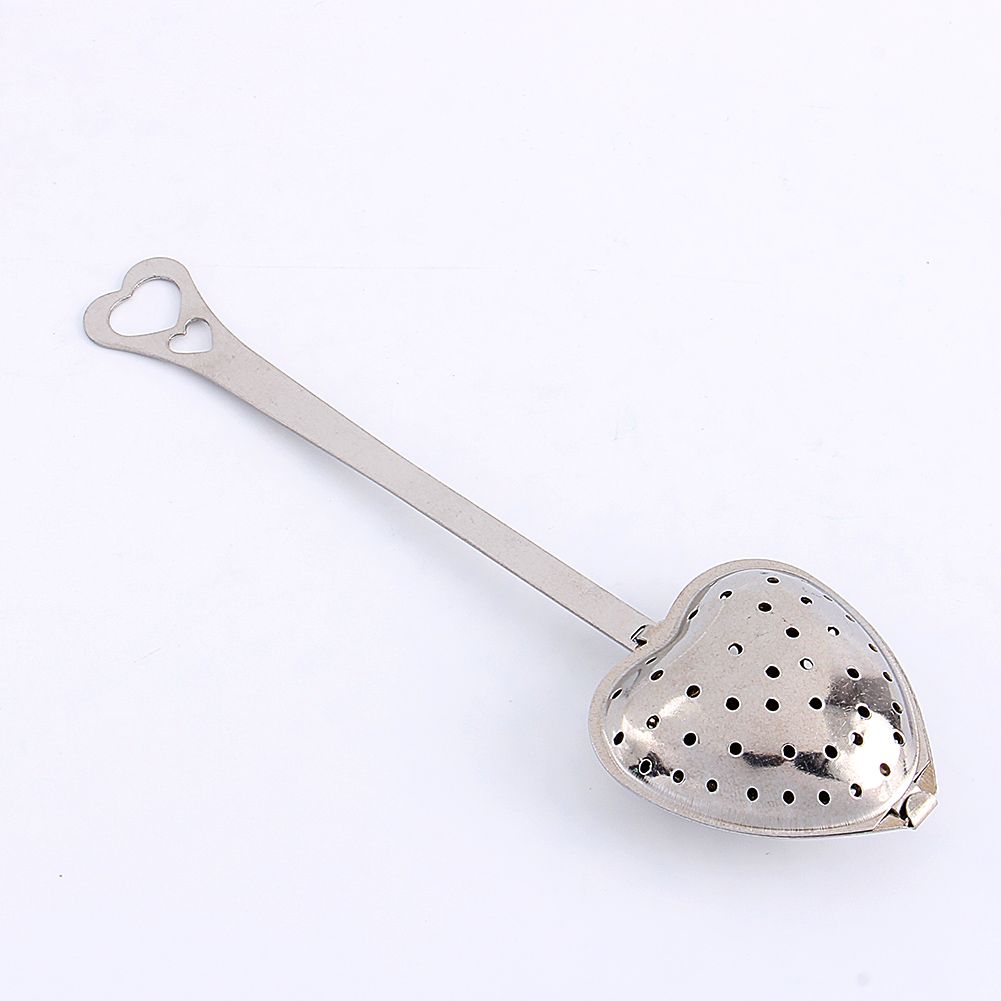 1X Stainless Steel Filter Tea Infuser Heart Shape Spoon Strainer Ball Novelty view 2