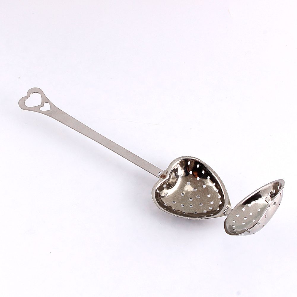 1X Stainless Steel Filter Tea Infuser Heart Shape Spoon Strainer Ball Novelty view 3