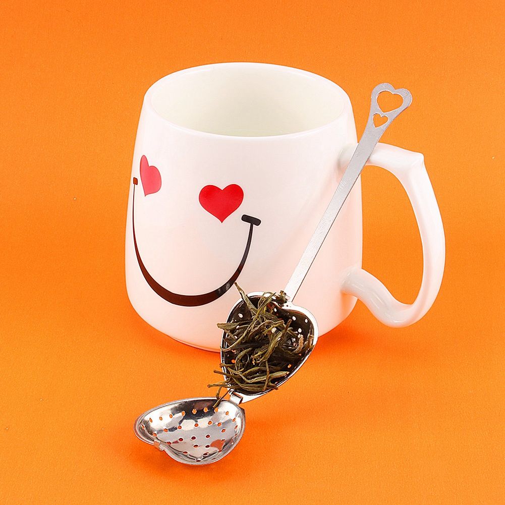 1X Stainless Steel Filter Tea Infuser Heart Shape Spoon Strainer Ball Novelty view 10