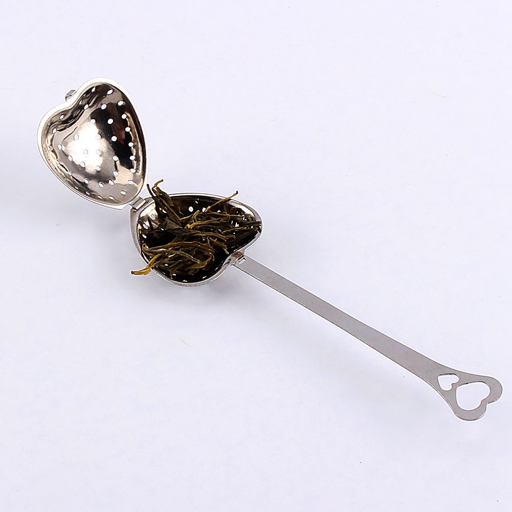 1X Stainless Steel Filter Tea Infuser Heart Shape Spoon Strainer Ball Novelty view 12