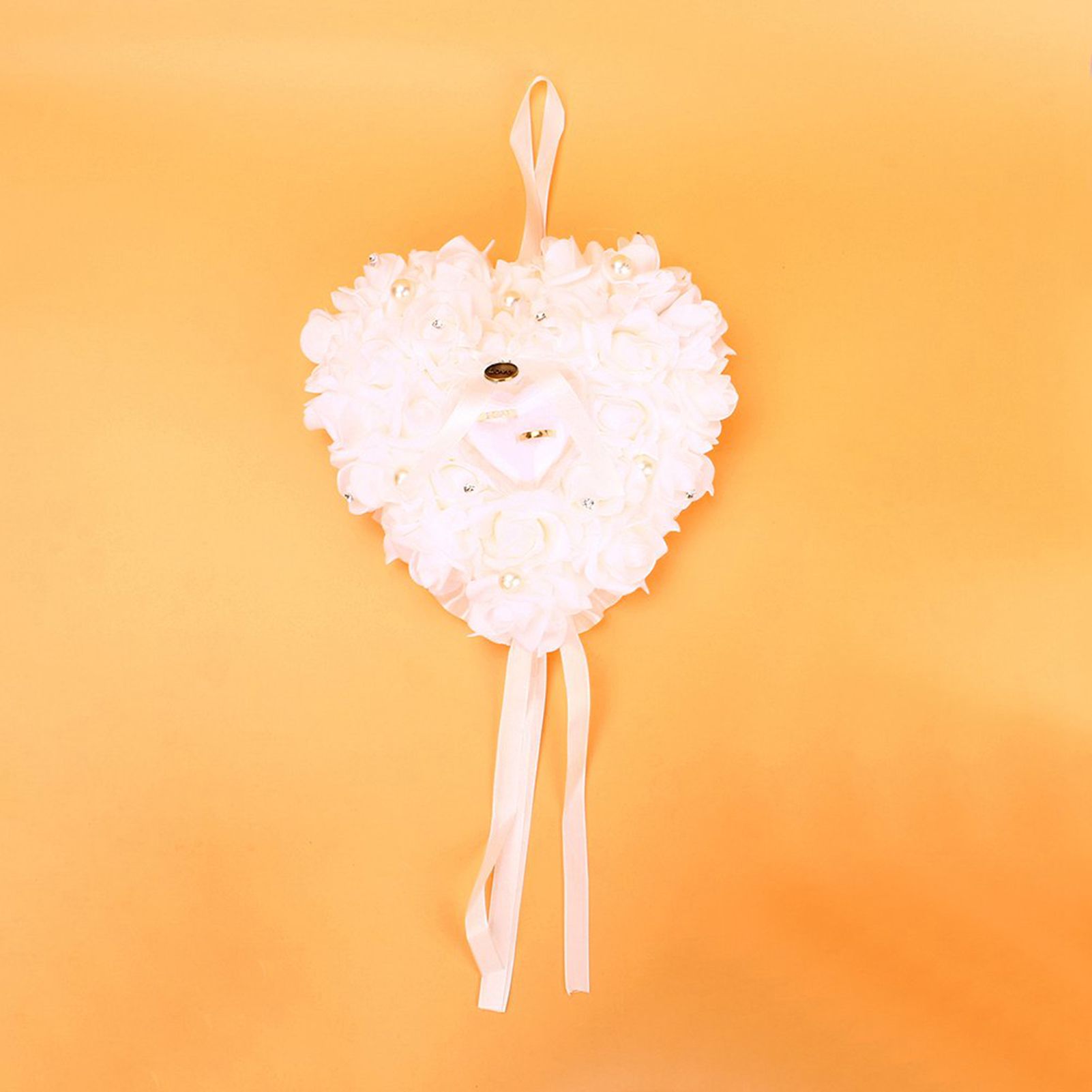 Romantic Rose Wedding Favors Heart Pearl Gift Ring Box Pillow Cushion view 10
