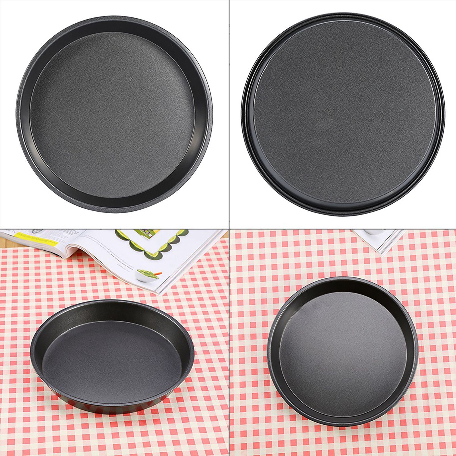 9 Inch Carbon Steel Nonstick Round Pizza Pan Microwave Oven Baking Dishes Pans view 3