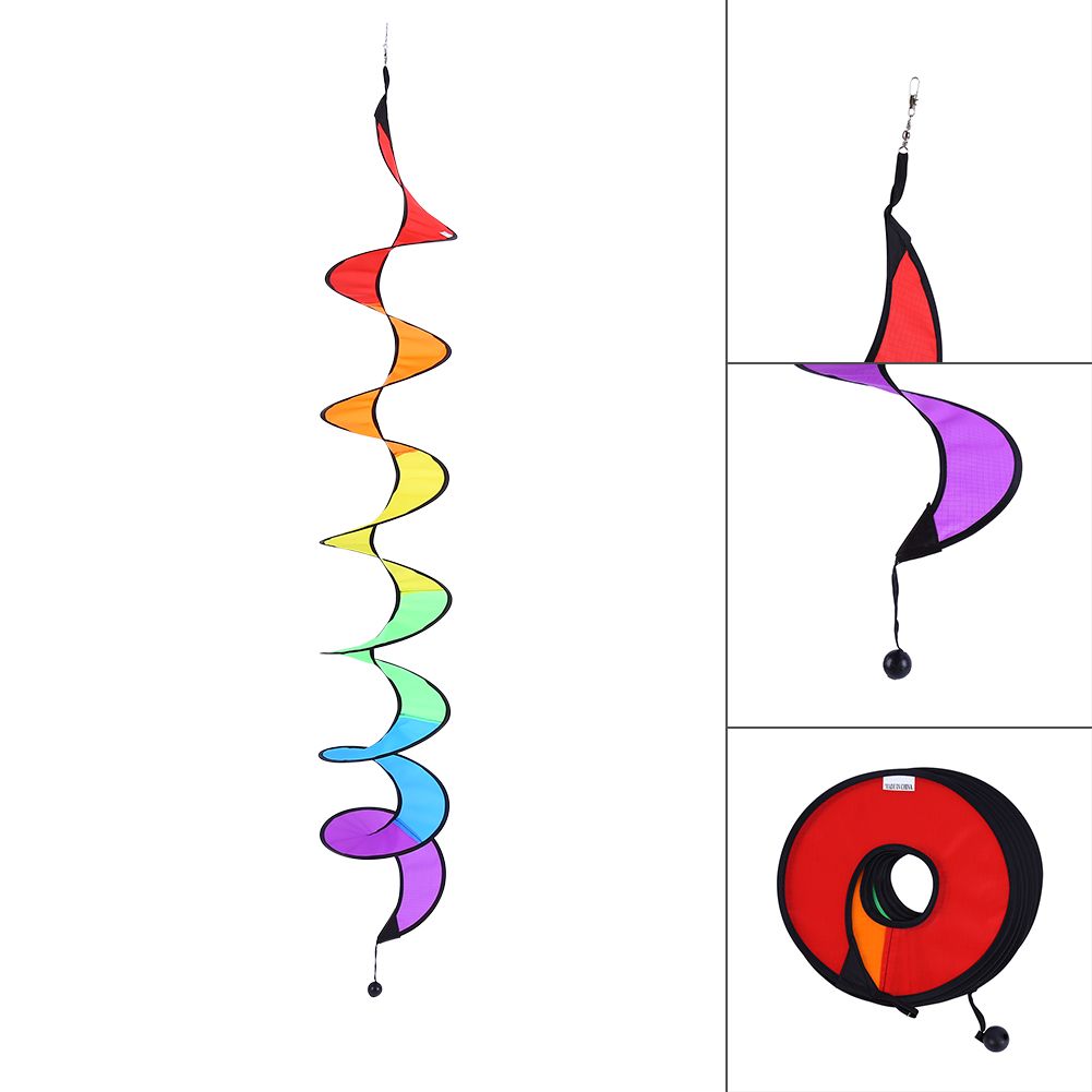 Foldable 140cm Spiral Windmill Colorful Wind Spinners Tent Garden Yard view 3