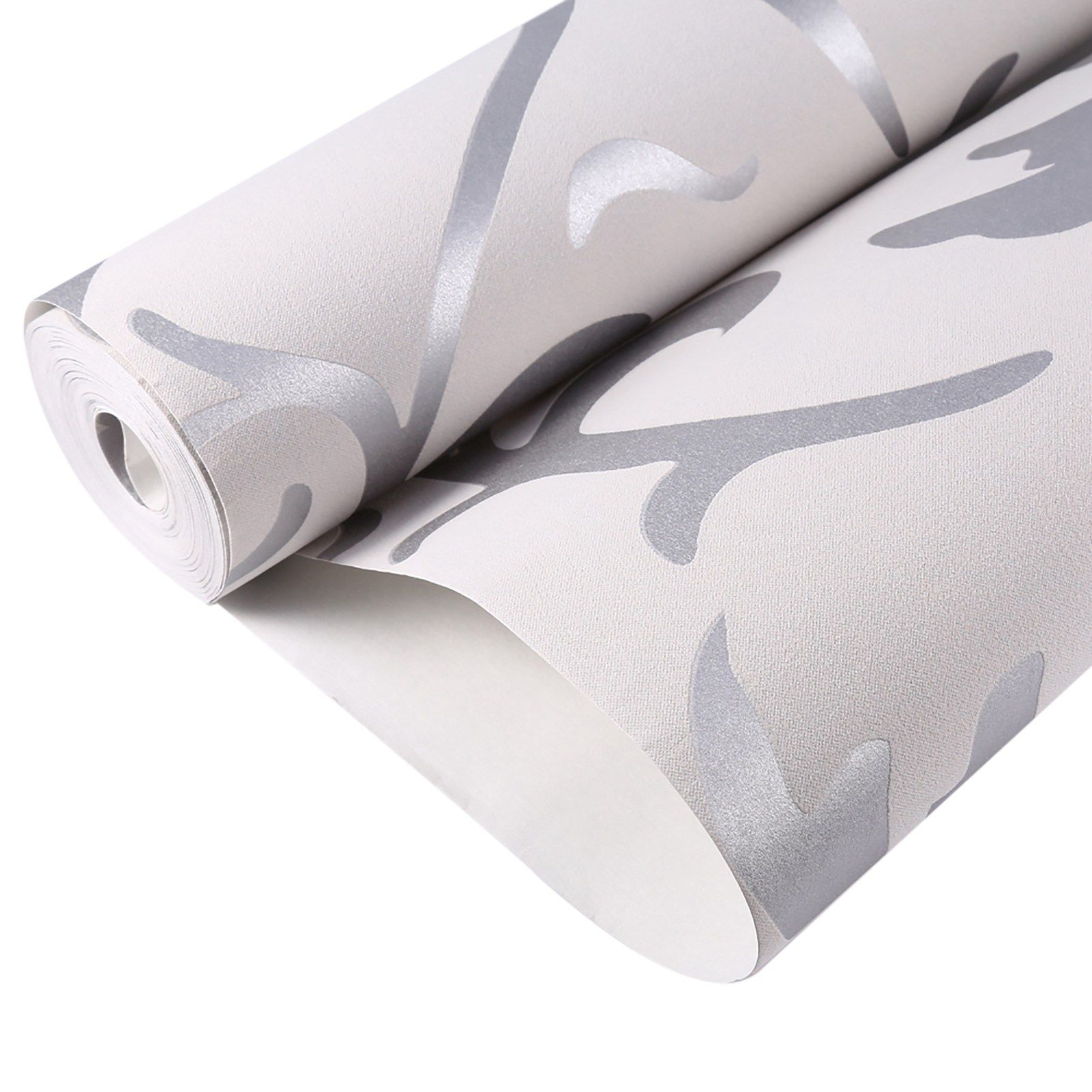 Luxury Embossed Nonwoven Bedroom 3D Vertical Wallpaper Home Decor Silver view 5
