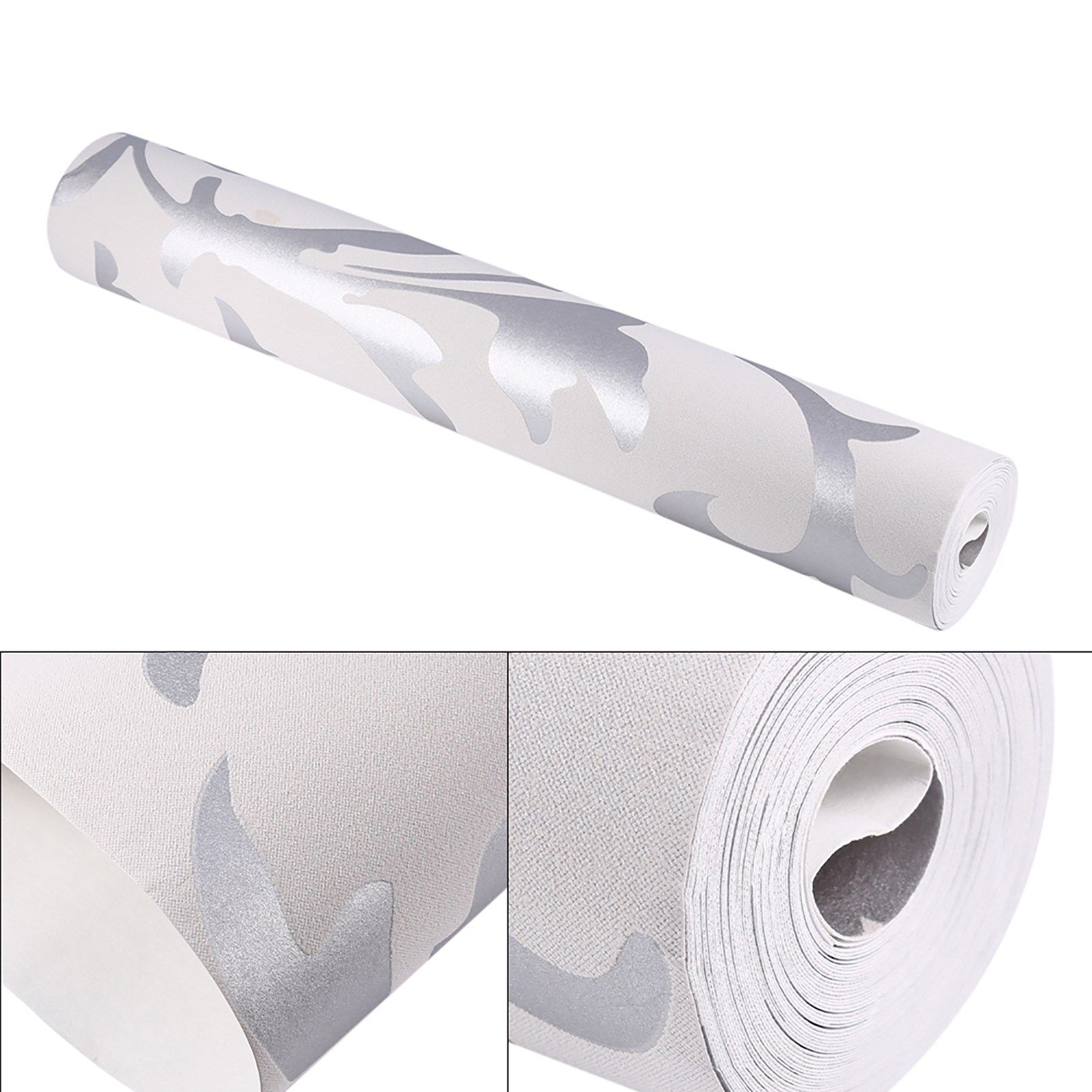Luxury Embossed Nonwoven Bedroom 3D Vertical Wallpaper Home Decor Silver view 6