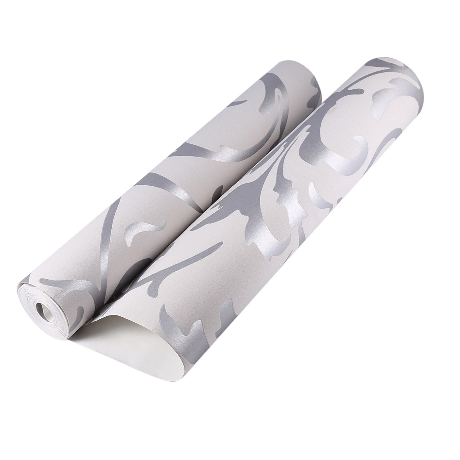 Luxury Embossed Nonwoven Bedroom 3D Vertical Wallpaper Home Decor Silver view 13