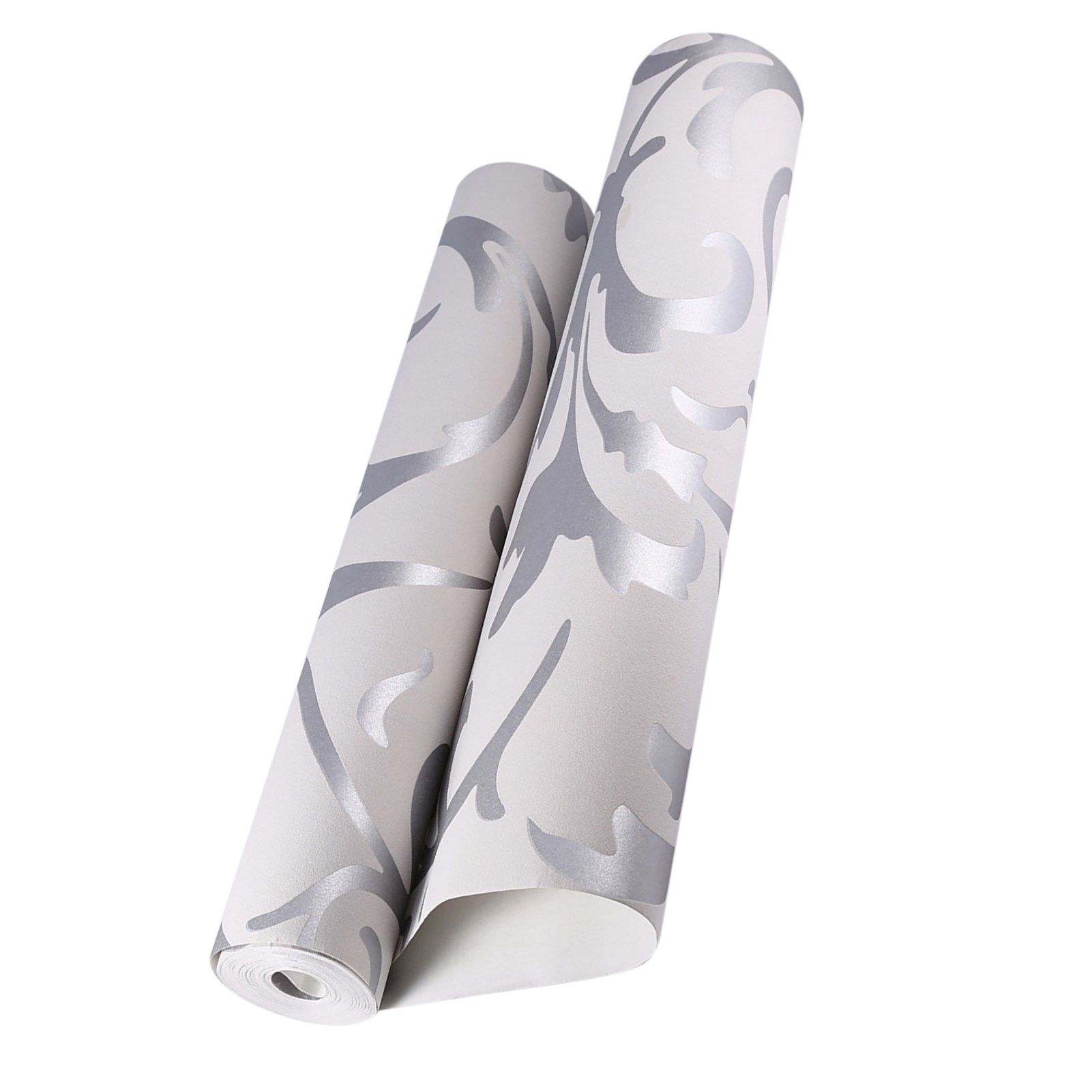 Luxury Embossed Nonwoven Bedroom 3D Vertical Wallpaper Home Decor Silver view 14