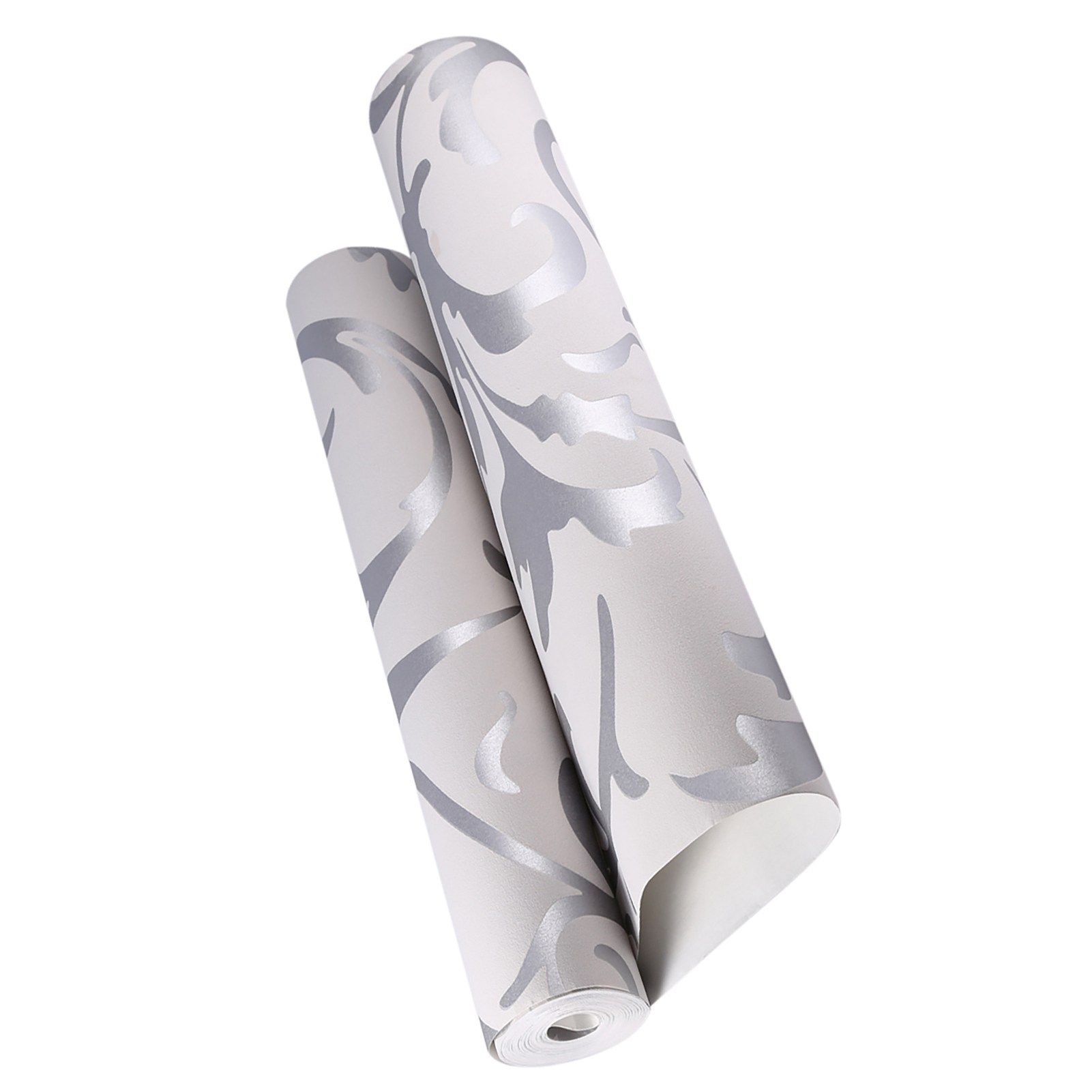 Luxury Embossed Nonwoven Bedroom 3D Vertical Wallpaper Home Decor Silver view 15