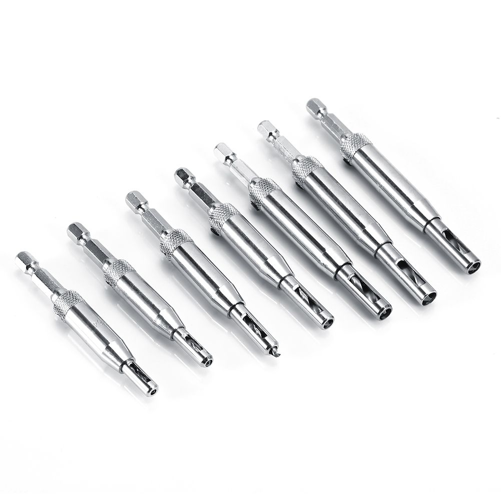 7 Sizes Hole Saw Centering Hinge Twisted Drill Bits DIY Woodwork Reaming view 3