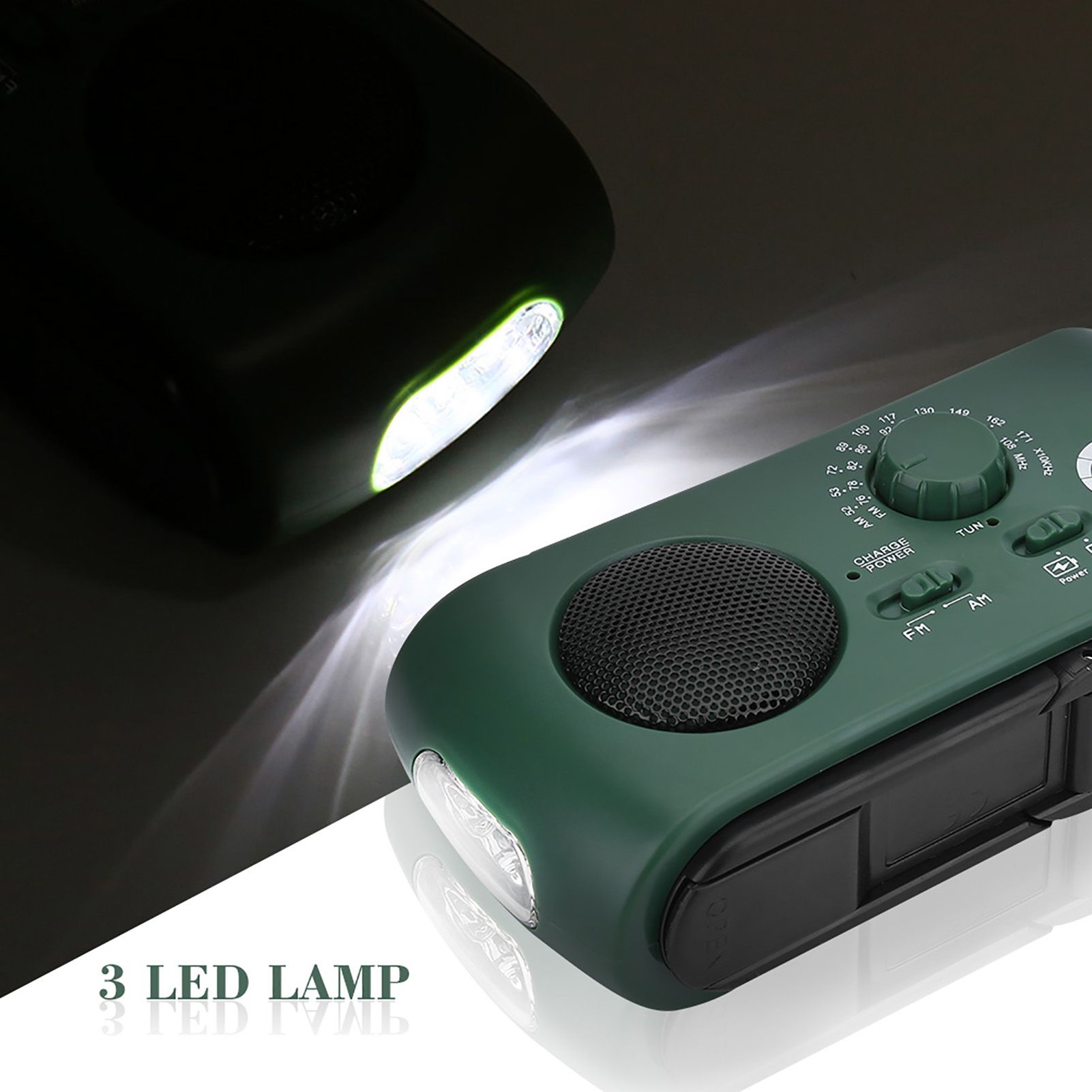 Solar Hand Crank AM/FM Radio with LED Flashlight Emergency Phone Charger view 6