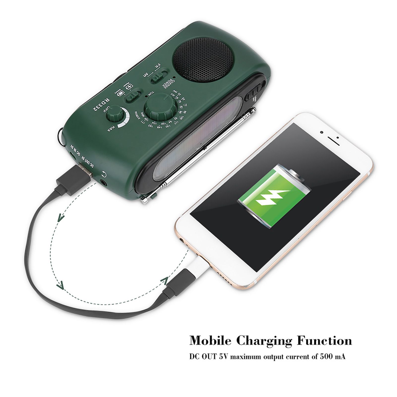 Solar Hand Crank AM/FM Radio with LED Flashlight Emergency Phone Charger view 7