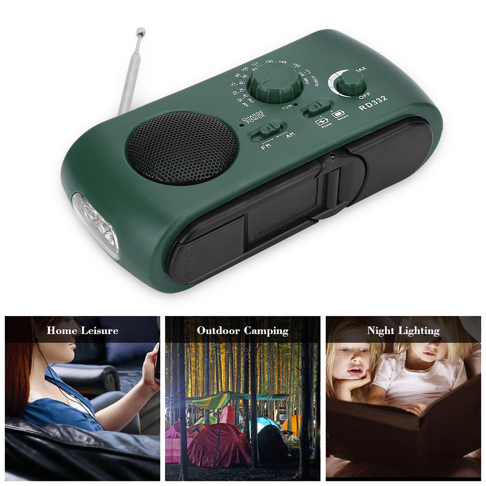 Solar Hand Crank AM/FM Radio with LED Flashlight Emergency Phone Charger view 12