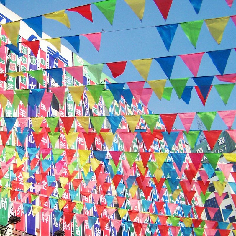 150pcs Colorful Pennant Banner Flags Multicolor Bunting String Triangle Flags view 2