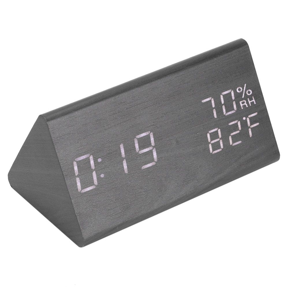 Wooden Alarm Clock, Wood LED Digital Desk Clock With Time Temperature view 3