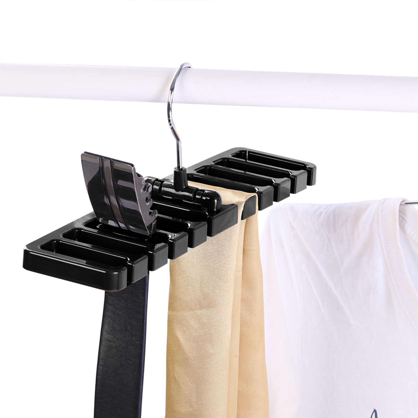 10 Slot Tie Belt Scarf Rack Organizer Sturdy Plastic Closet Wardrobe Space view 11