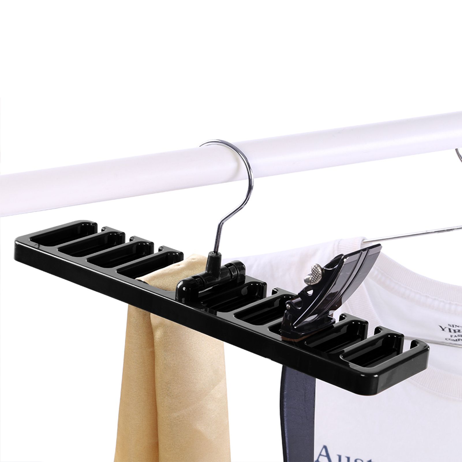 10 Slot Tie Belt Scarf Rack Organizer Sturdy Plastic Closet Wardrobe Space view 12