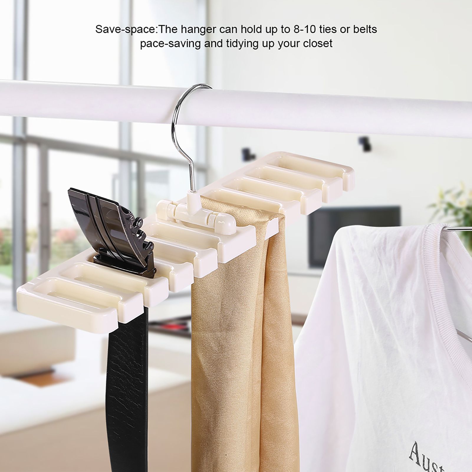 10 Slot Tie Belt Scarf Rack Organizer Sturdy Plastic Closet Wardrobe Space view 2