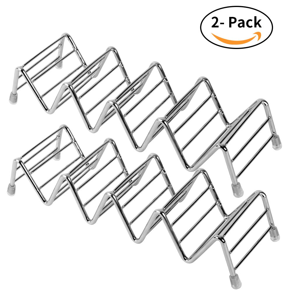 Taco Holder Set of 2, Premium Stainless Steel Taco Stand Rack for Kids Hard or view 2
