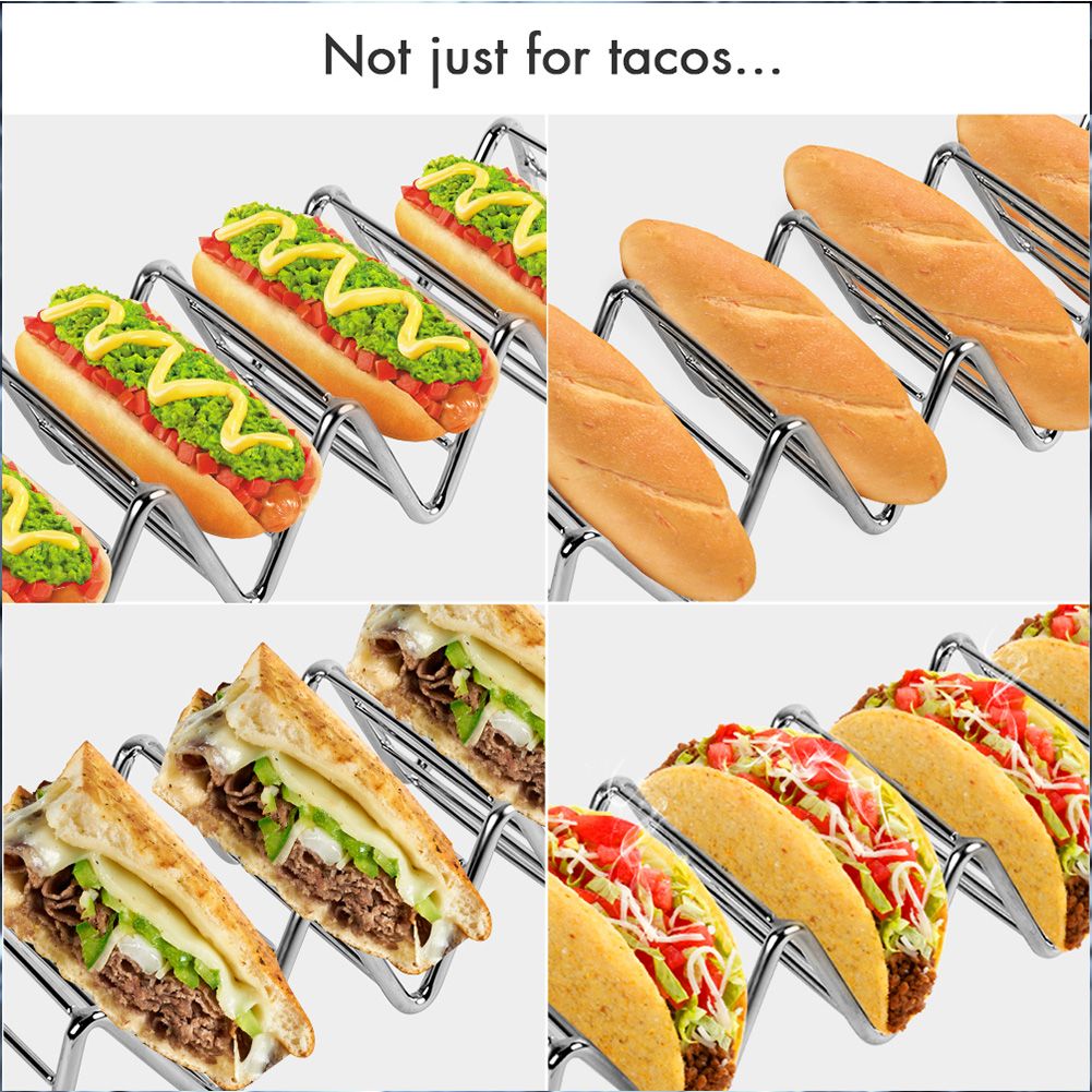 Taco Holder Set of 2, Premium Stainless Steel Taco Stand Rack for Kids Hard or view 4