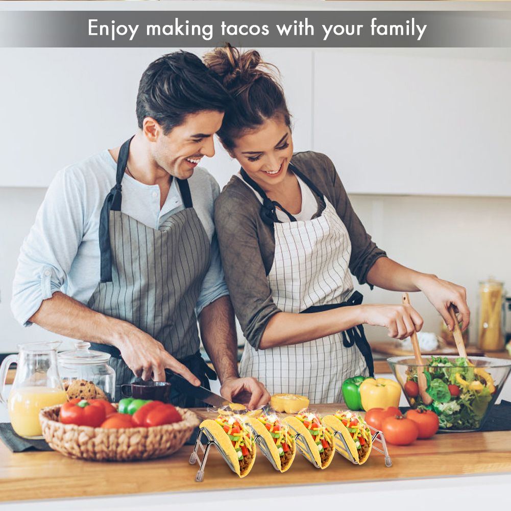 Taco Holder Set of 2, Premium Stainless Steel Taco Stand Rack for Kids Hard or view 6