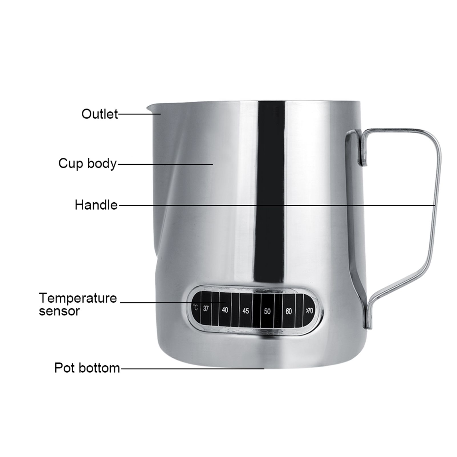 600ml Stainless Steel Milk Frothing Pitcher Espresso Coffee Cup Mugs with view 7
