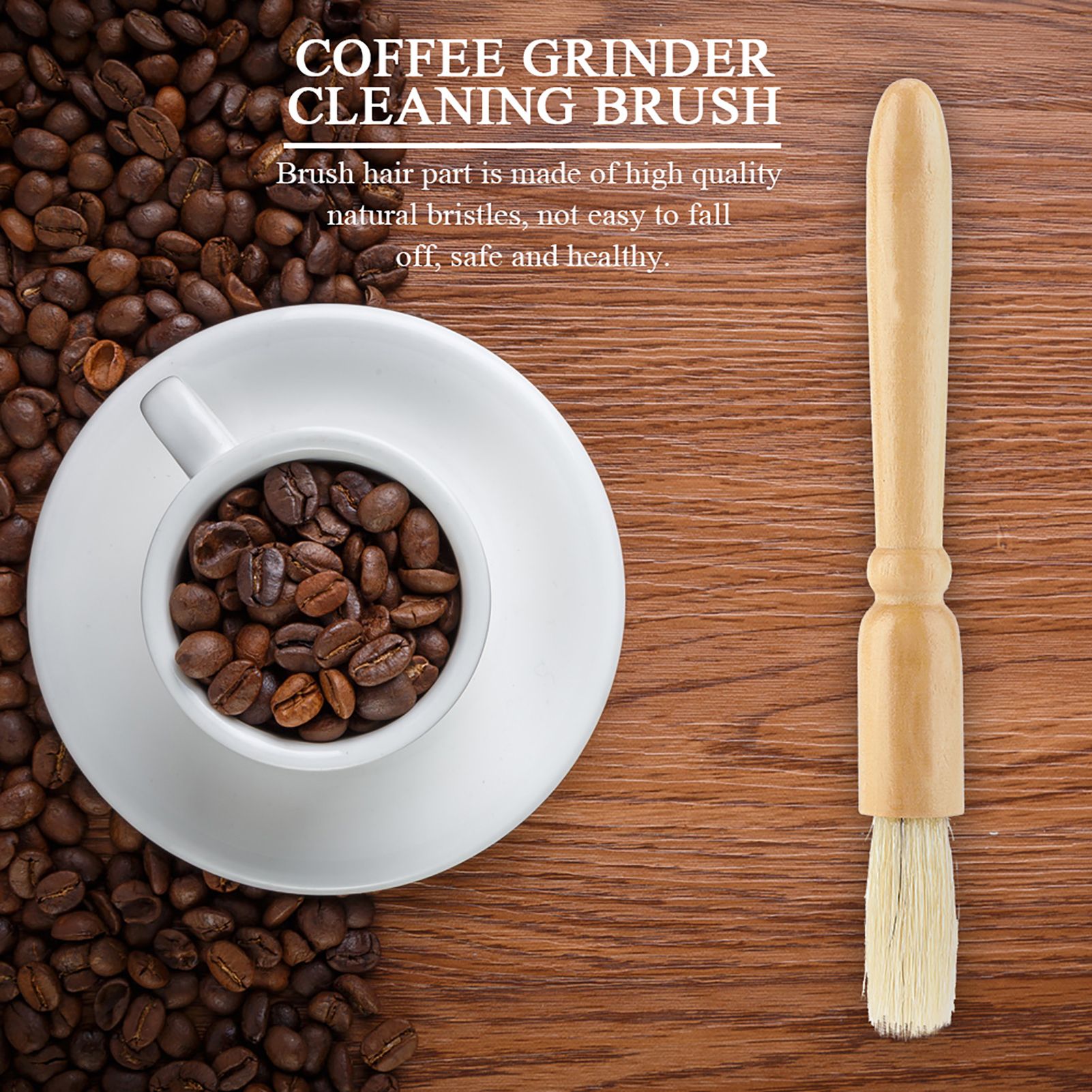 Coffee Grinder Machine Cleaning Brush Solid Wooden Handle Practical Cleaner view 2
