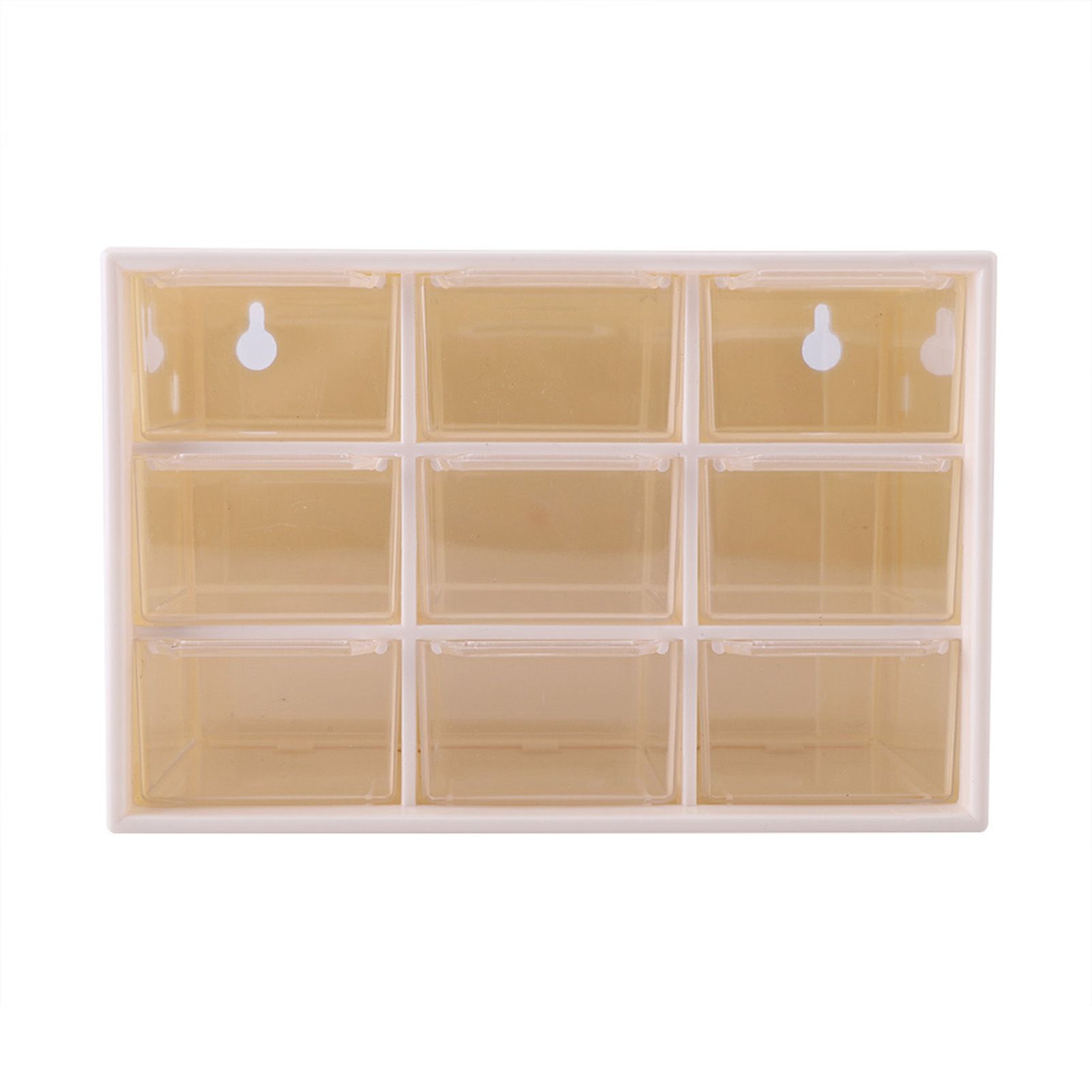Portable Plastic 9 Lattice Mini Cabinets Drawer Jewelry Cosmetic Storage Box White