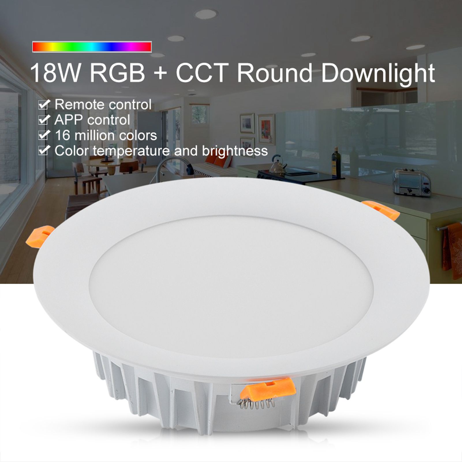 Milight 18W RGB+CCT Dimmable LED Panel Downlight Recessed Ceiling WiFi Light view 4