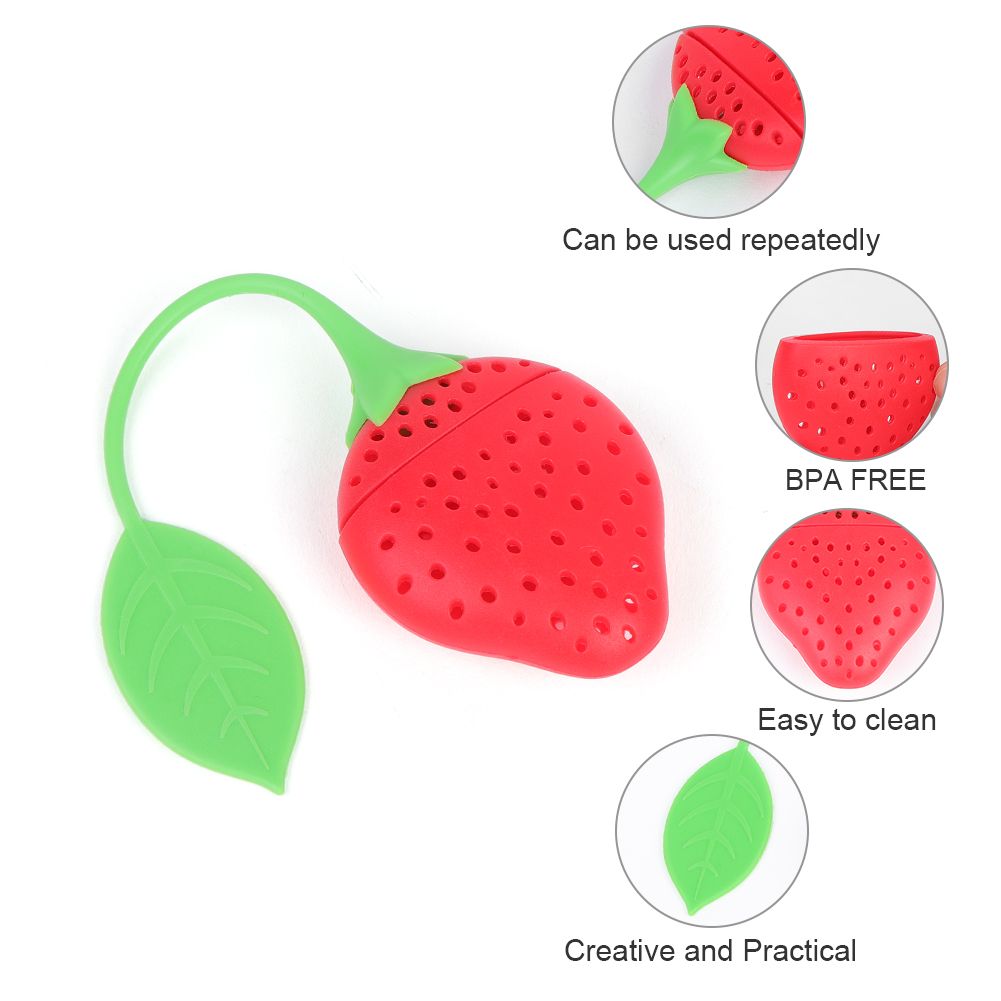 Cute Silicone Tea Infuser Food Grade Strawberry Shape Design Tea Filter Funny view 4