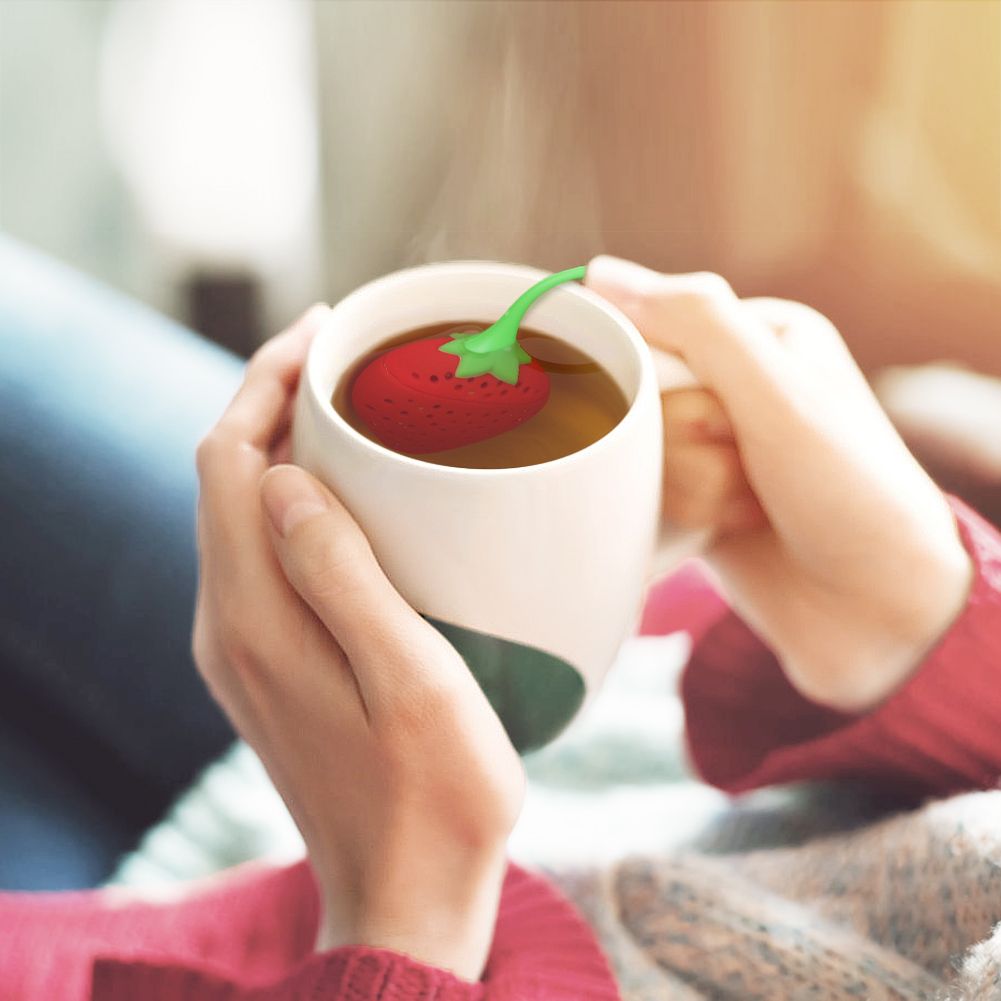 Cute Silicone Tea Infuser Food Grade Strawberry Shape Design Tea Filter Funny view 7