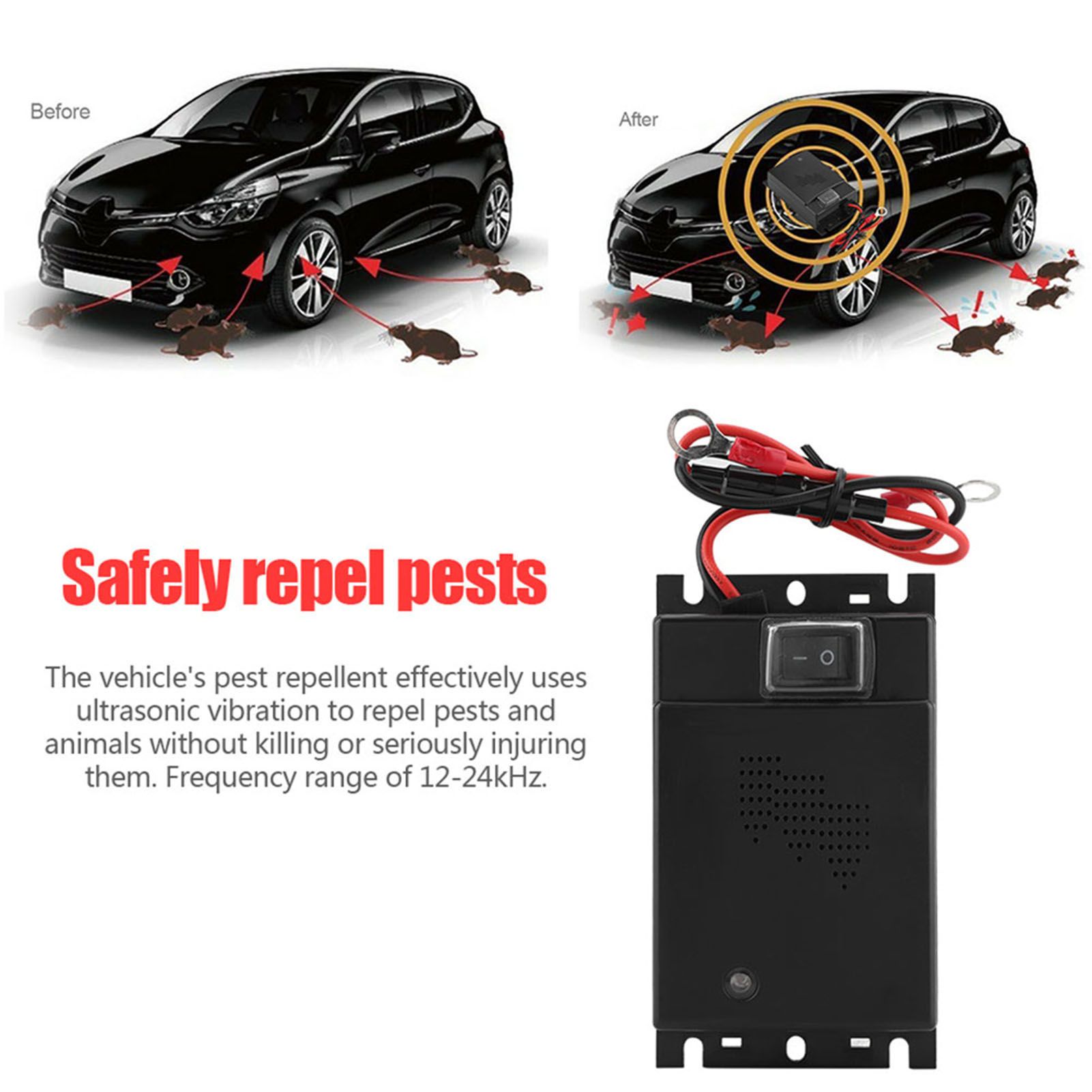12V Car Rat Rodent Ultrasonic Repellent Vehicle Chases Rat Rodent Mice view 3
