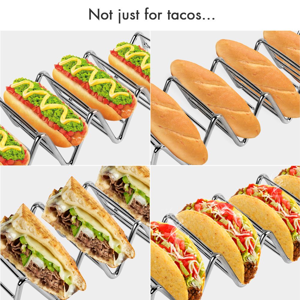Taco Holder Set of 4, Premium Stainless Steel Taco Stand Rack for Kids Hard or view 4