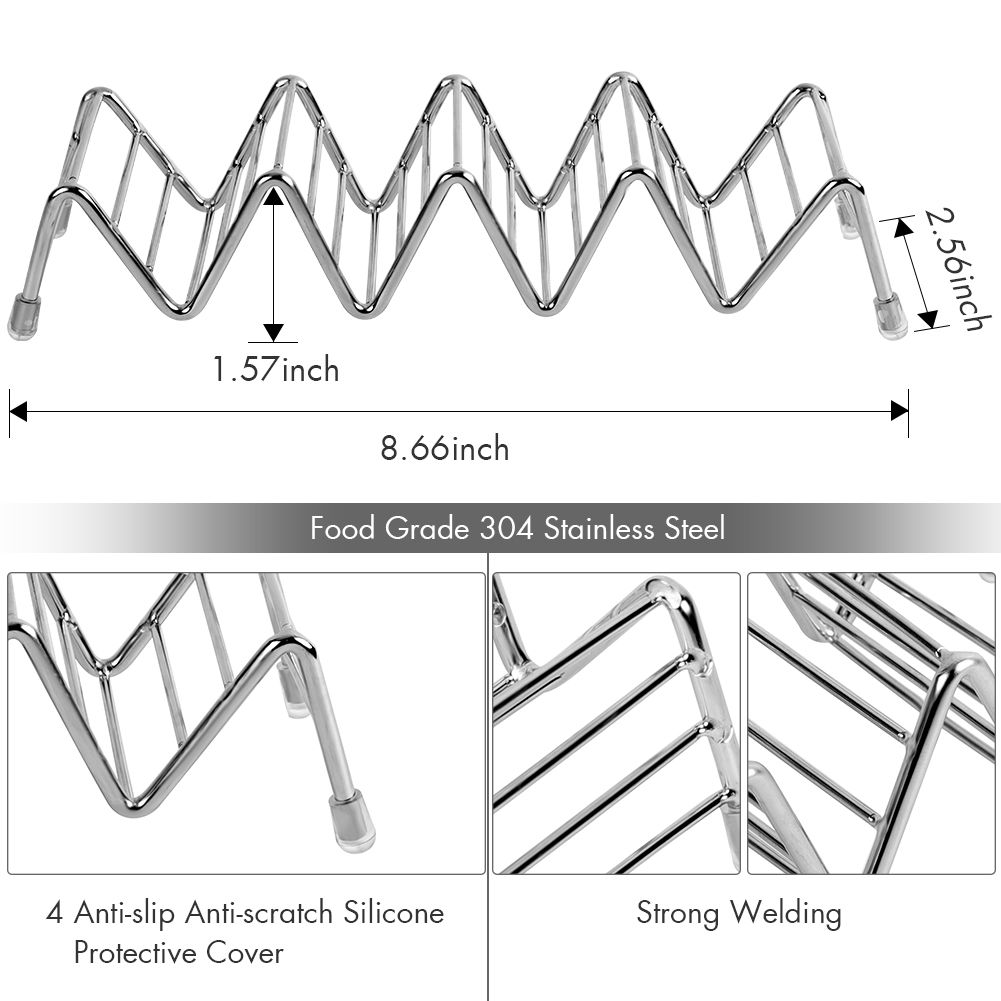 Taco Holder Set of 4, Premium Stainless Steel Taco Stand Rack for Kids Hard or view 8