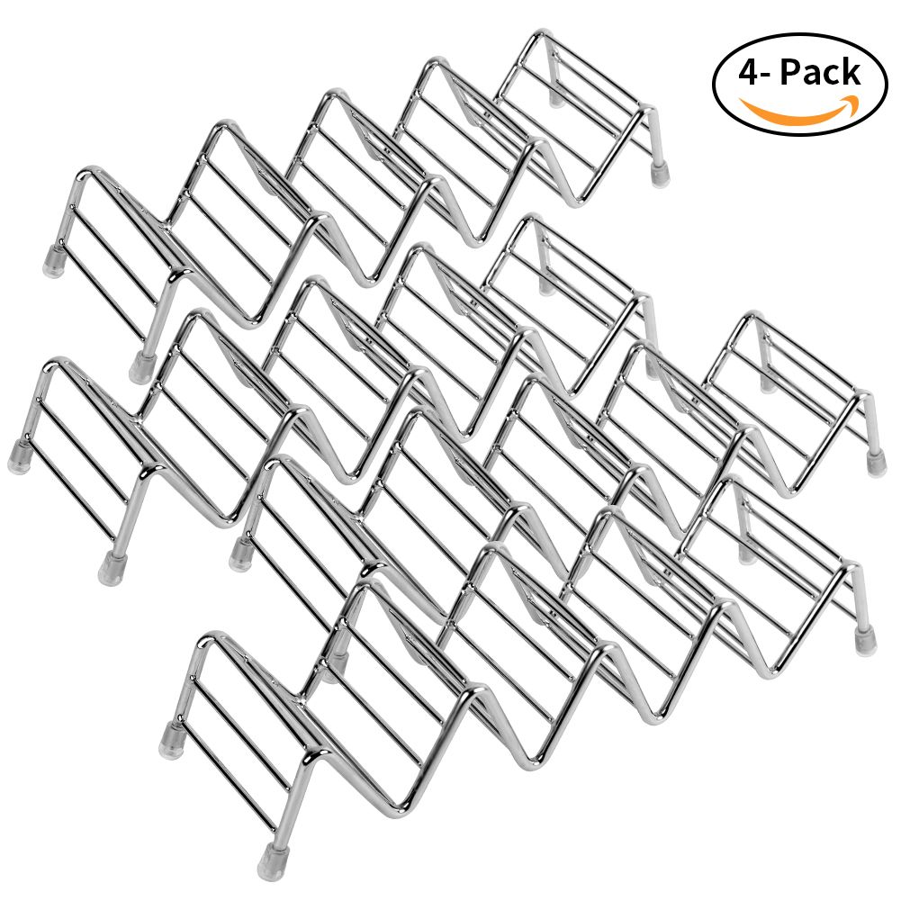 Taco Holder Set of 4, Premium Stainless Steel Taco Stand Rack for Kids Hard or view 10