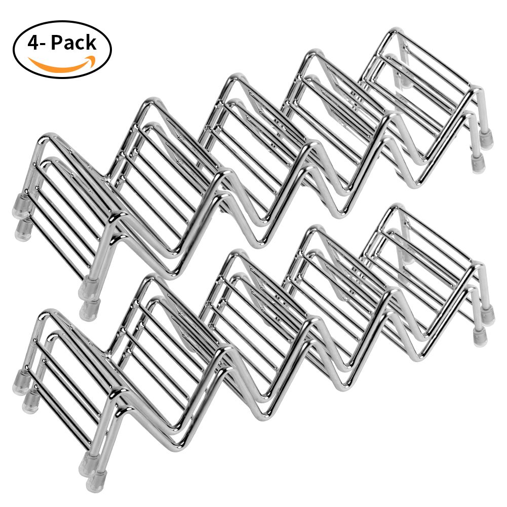 Taco Holder Set of 4, Premium Stainless Steel Taco Stand Rack for Kids Hard or view 13