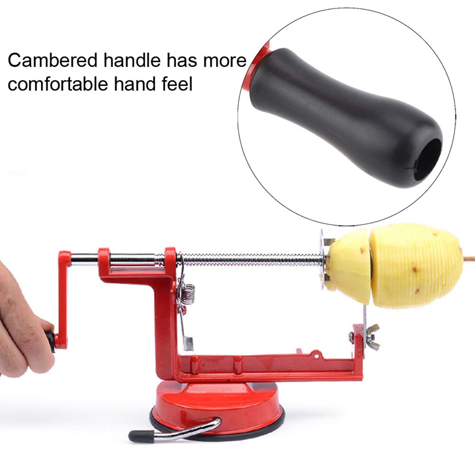 Stainless Steel Hand Crank Manual Spiral Potato Chips Twister Cutter Suction view 3