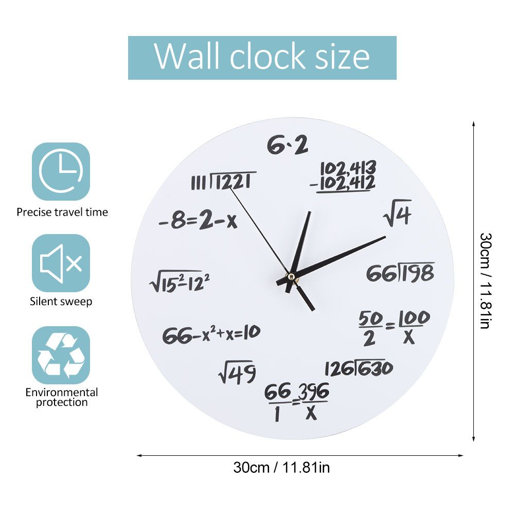 Wall Clock 3D Decoration Clock Mathematical formula for Kids Room Nursery Home view 6