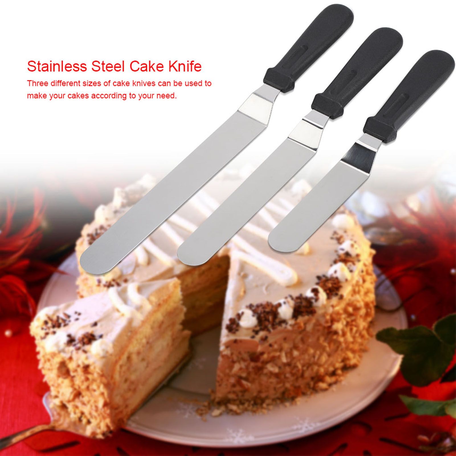 3pcs/ Set Stainless Steel Cake Knife for Decoration Professional Tool Kitchen view 2