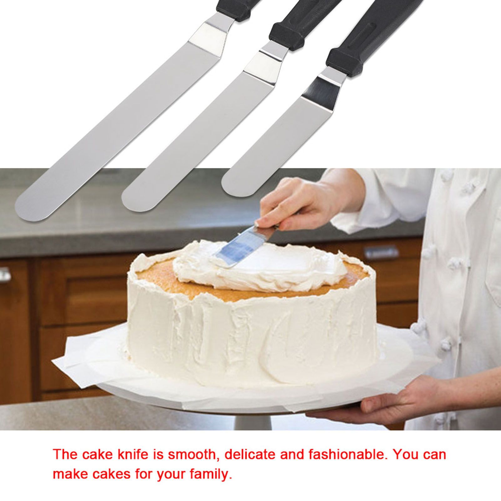 3pcs/ Set Stainless Steel Cake Knife for Decoration Professional Tool Kitchen view 3